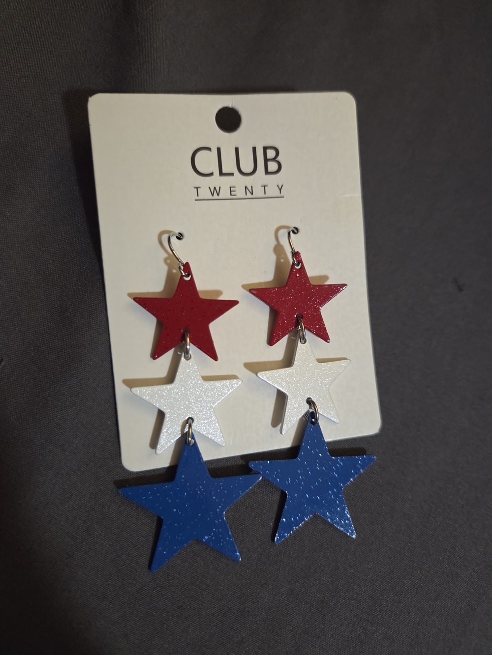 Red, White & Blue Layered Star Drop Earrings